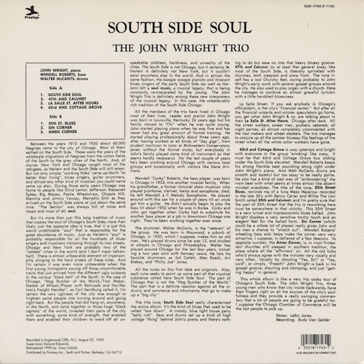 The John Wright Trio - South Side Soul (OJC-1743) 1990 US Prestige - OJC|中古LP