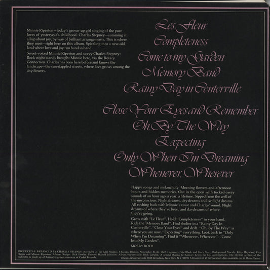 Minnie Riperton - Come To My Garden (JXS7011) 1974 US Janus Records|中古LP