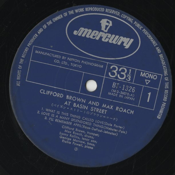 Clifford Brown and Max Roach / クリフォード・ブラウン マックス・ローチ / At Basin Street (BT1326)