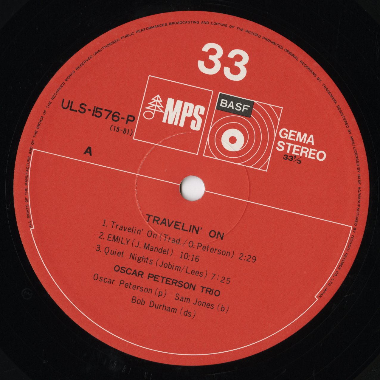Oscar Peterson / オスカー・ピーターソン / Travelin' On (ULS-1576P)