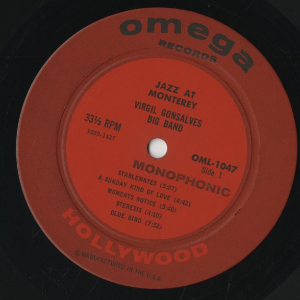 Virgil Gonsalves / ヴァージル・ゴンサルヴェス / Jazz At Monterey (OML1047)