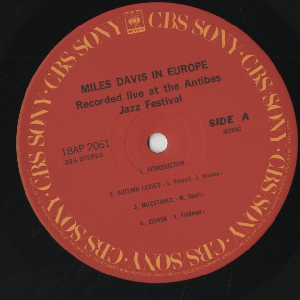 Miles Davis / マイルス・デイヴィス / In Europe (18AP 2061)