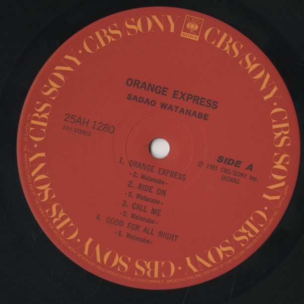 Sadao Watanabe - Orange Express (25AH 1280) LP 1981 JPN CBS/Sony|中古LP