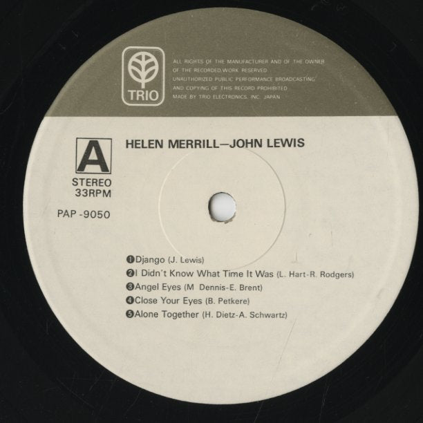 Helen Merrill - John Lewis / ヘレン・メリル&ジョン・ルイス (PAP-9050)