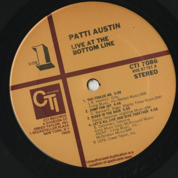Patti Austin / パティ・オースチン / Live At Bottom Line (CTI7086)