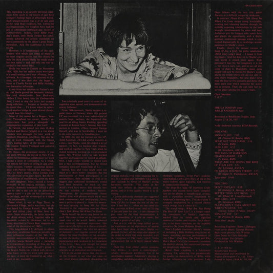 Sheila Jordan & Arild Andersen / シーラ・ジョーダン / Sheila (15PJ-2029)