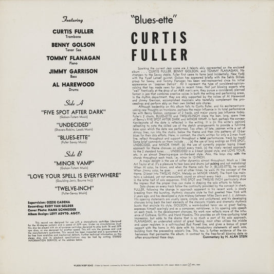 Curtis Fuller - Blues-Ette (K18P-9343) LP 1984 JPN Savoy|中古LP