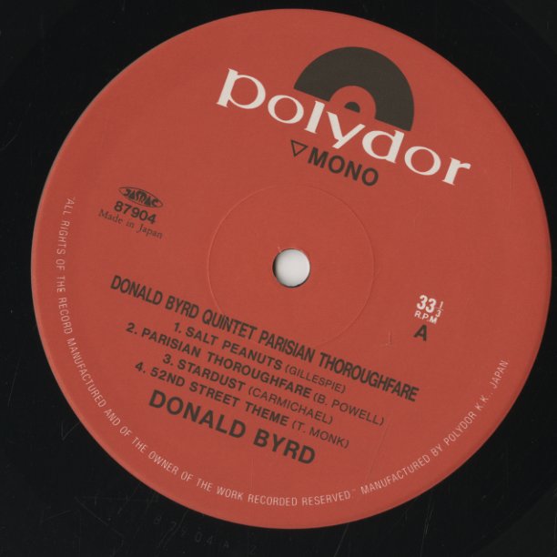 Donald Byrd / ドナルド・バード / Byrd In Paris Vol.2 (SGD-52)