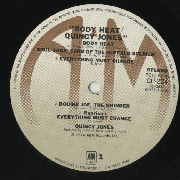 Quincy Jones / クインシー・ジョーンズ / Body Heat (GP224)