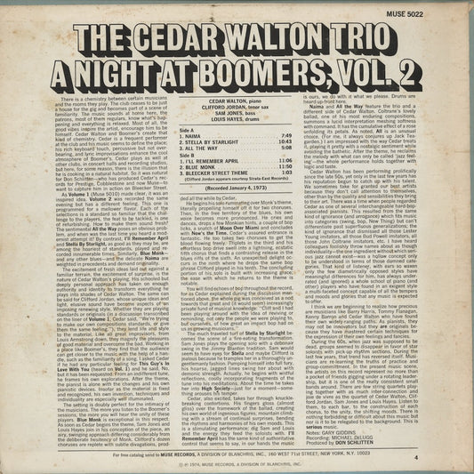 Cedar Walton - A Night At Boomers, Vol.2 (MR 5022) LP 1974 US Muse|中古LP