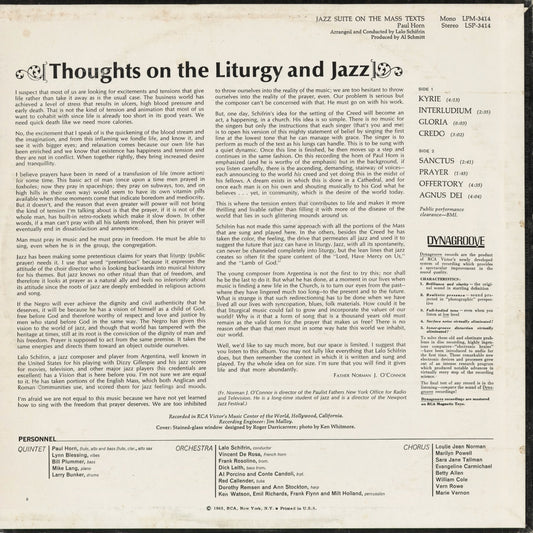 Paul Horn - Jazz Suite On The Mass Texts (LSP 3414) 1965 US RCA Victor|中古LP
