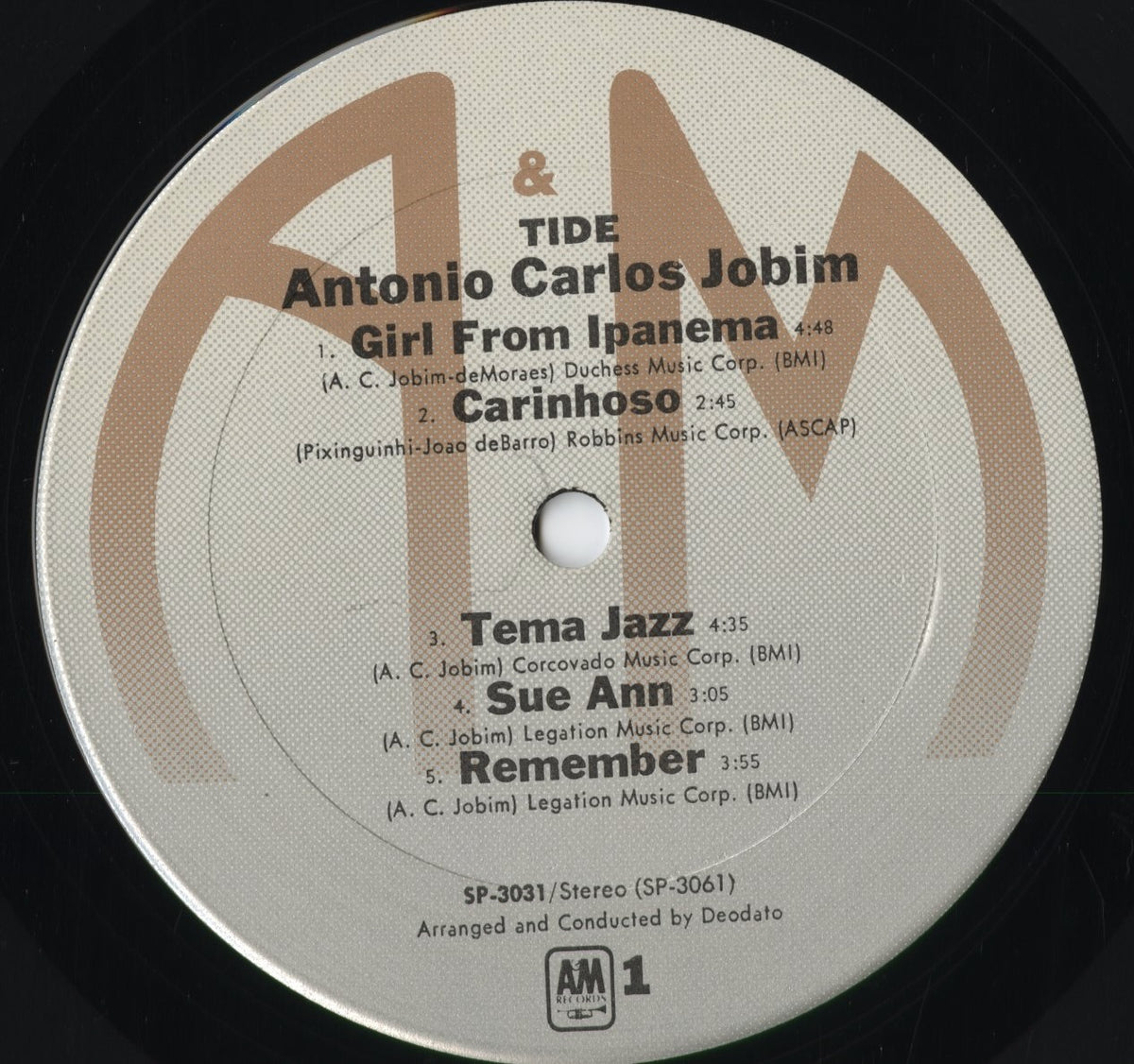 Antonio Carlos Jobim - Tide (SP3031) 1975 US A&M|中古LP
