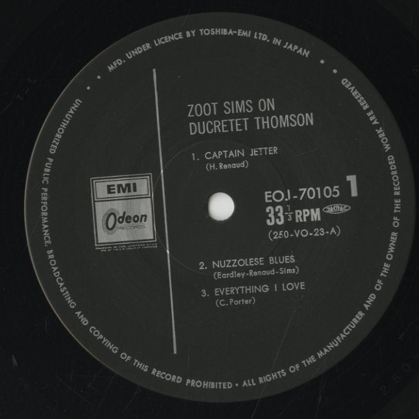 Zoot Sims / ズート・シムズ / On Ducretet Thomson (EOJ-70105)