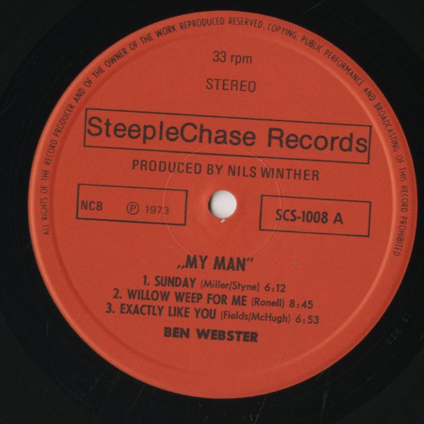Ben Webster / ベン・ウェブスター / My Man - Live At Montmartre 1973 (SCS1008)