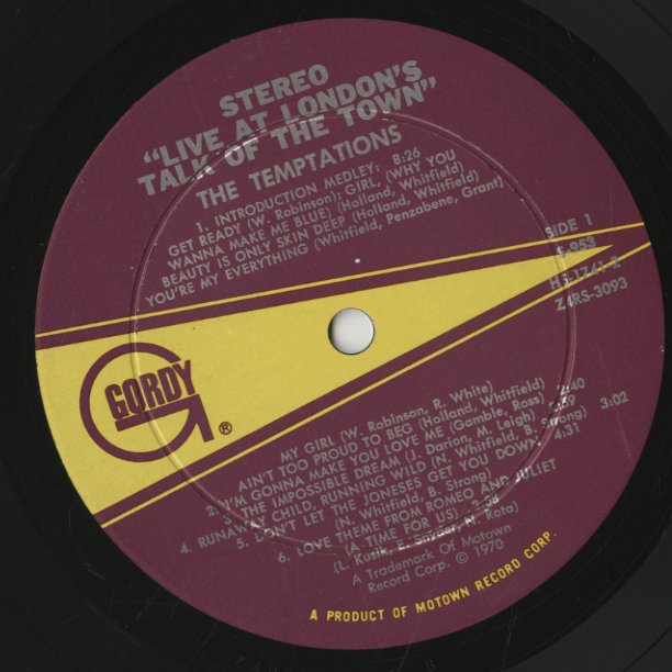 The Temptations / テンプテーションズ / Live At London's Talk Of Town (GS953)