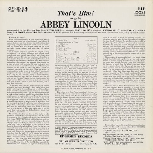 Abbey Lincoln - That's Him! (SMJ-6155M) 1976 JPN Riverside|中古LP