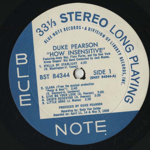 Duke Pearson / デューク・ピアソン / How Insensitive (BST 84344)