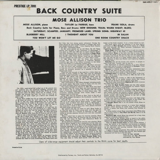 Mose Allison / モーズ・アリソン / Back Country Suite (OJC-075)
