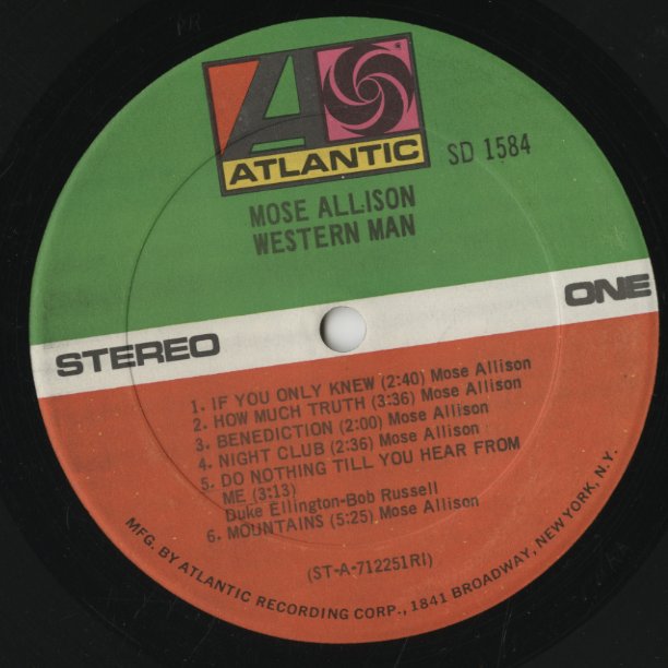 Mose Allison / モーズ・アリソン / Western Man (SD 1584)