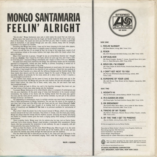 Mongo Santamaria - Feelin' Alright (SD 8252) 1970 US Atlantic|中古LP