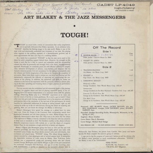 Art Blakey - Tough! (DJLP-4049) LP 1966 US Cadet|中古LP