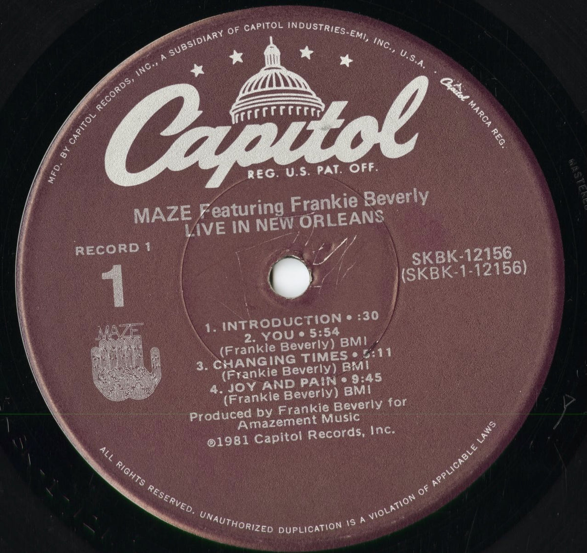 Maze - Live In New Orleans (SKBK-12156) 1981 US Capitol|中古LP