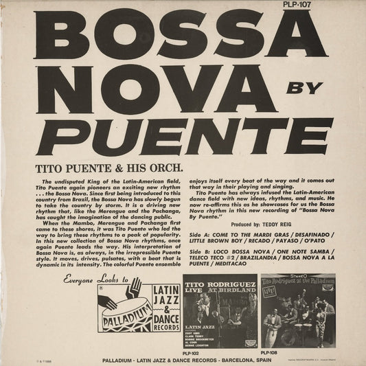 Tito Puente - Bossa Nova By Puente (PLP-107) LP 1988 SPA Palladium Latin Jazz & Dance Records|中古LP