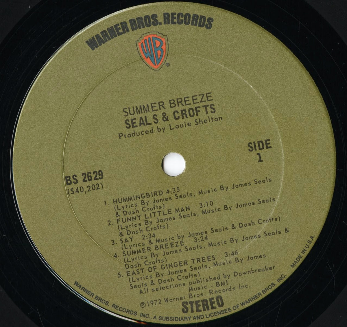 Seals & Crofts - Summer Breeze (BS 2629) 1972 US Warner Bros.|中古LP
