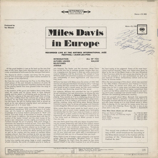 Miles Davis / マイルス・デイヴィス / In Europe (CS 8983)