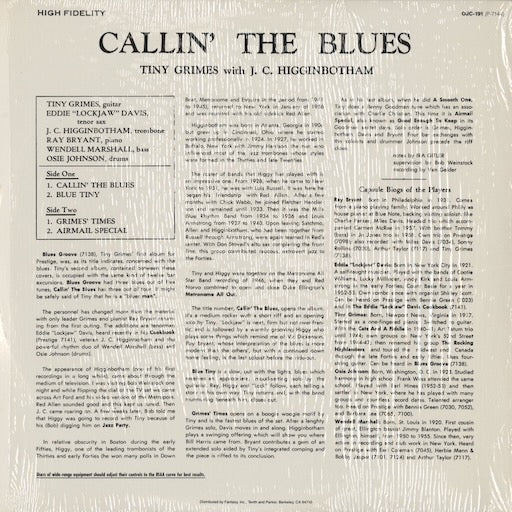 Tiny Grimes With J.C. Higginbotham – Callin' The Blues (OJC-191) LP 1985 US Prestige/OJC|中古LP