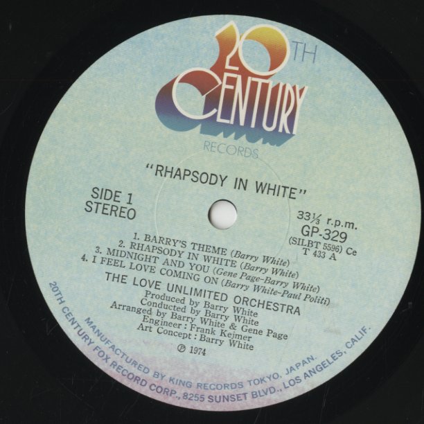 The Love Unlimited Orchestra / ラヴ・アンリミテッド・オーケストラ / Rhapsody In White (GP329)
