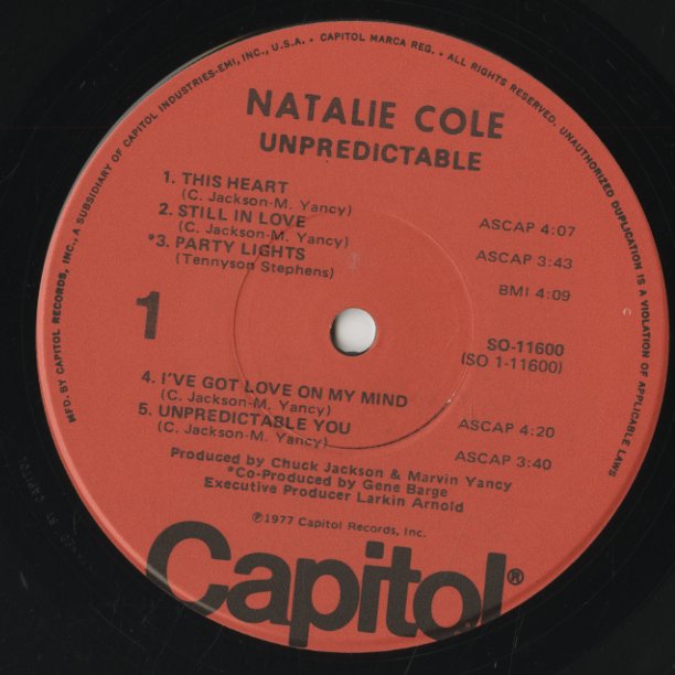 Natalie Cole / ナタリー・コール / Unpredictable (SO-11600)