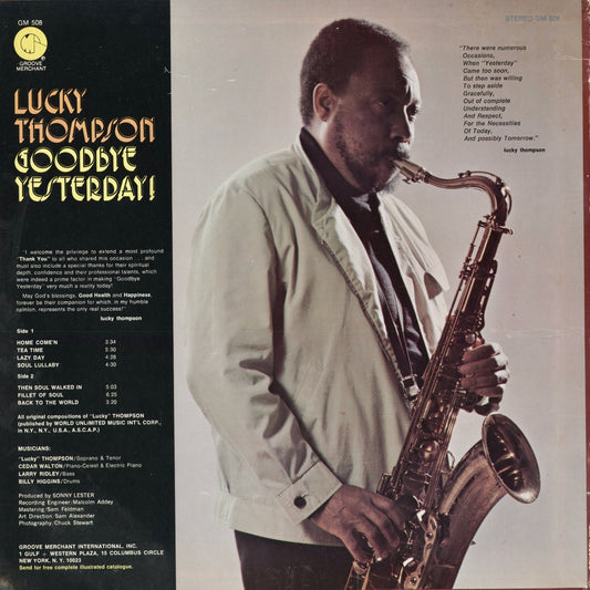Lucky Thompson - Goodbye Yesterday (GM 508) 1973 US Groove Merchant|中古LP