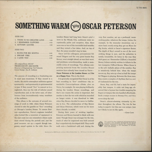 Oscar Peterson / オスカー・ピーターソン / Something Warm (V6 8681)