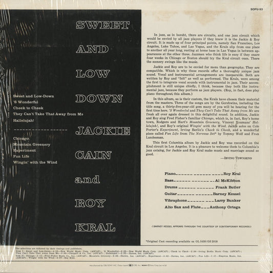 Jackie And Roy - Sweet and Low Down (SOPU93) LP 1974 JPN CBS/Sony|中古LP