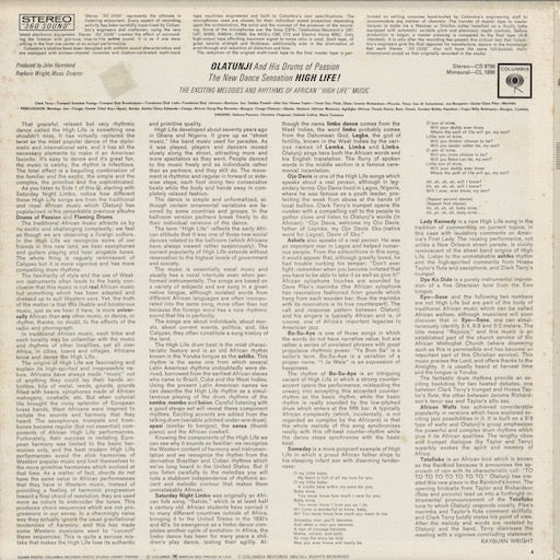 Olatunji - High Life! (CS8796) LP 1963 US Columbia|中古LP