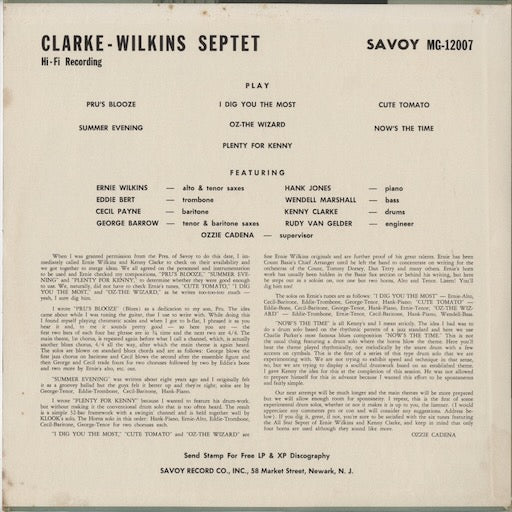Kenny Clarke & Ernie Wilkins (MG 12007) 1970's US Savoy|中古LP