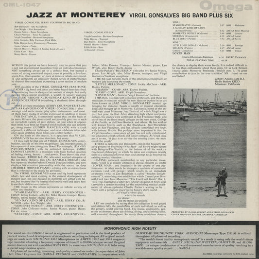 Virgil Gonsalves / ヴァージル・ゴンサルヴェス / Jazz At Monterey (OML1047)