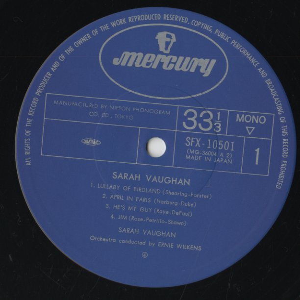 Sarah Vaughan / サラ・ヴォーン (1955)  (SFX-10501)