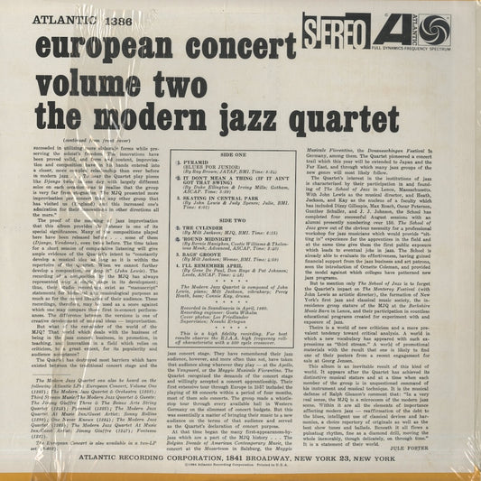 The Modern Jazz Quartet / モダン・ジャズ・カルテット / European Concert: Volume Two (SD 1386)