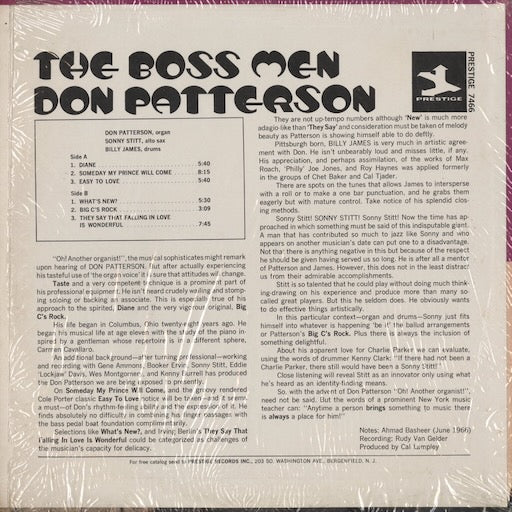Don Patterson - The Boss Men (PR 7466) 1967 US Prestige|中古LP