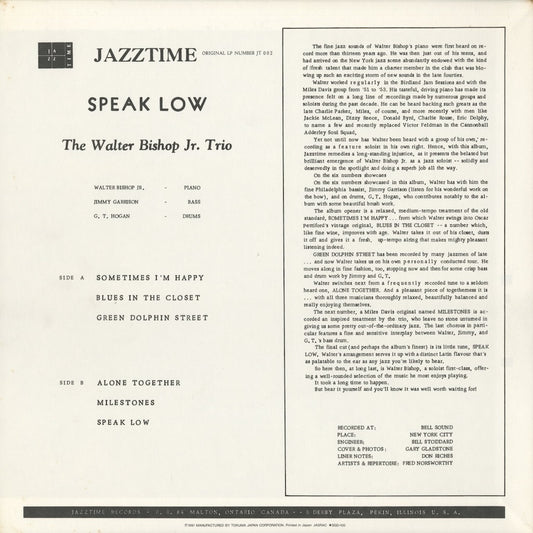 Walter Bishop Jr. / ウォルター・ビショップ・ジュニア / Speak Low (SGD-100) 1991 JPN Pressing MONO