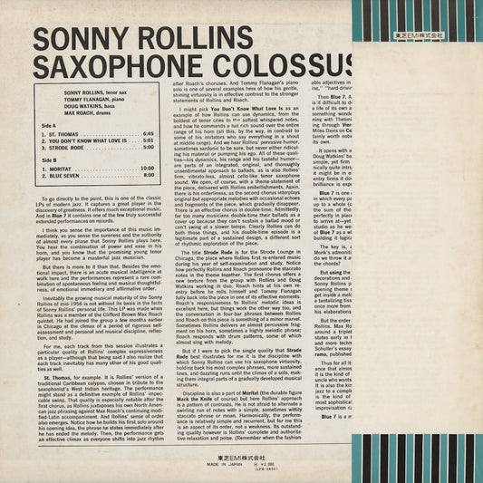 Sonny Rollins / ソニー・ロリンズ / Saxophone Colossus (LPR-8850) 1973 JPN Pressing