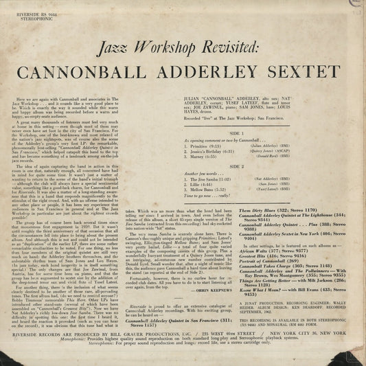 Cannonball Adderley Sextet / キャノンボール・アダレイ / Jazz Workshop Revisited (9444)