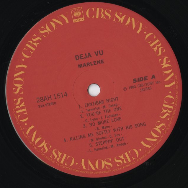 Marlene - Deja Vu (28AH 1514) LP 1983 JPN CBS/Sony|中古LP
