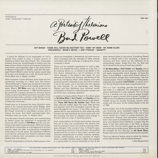 Bud Powell / バド・パウエル / A Portrait Of Thelonious (15AP 545)
