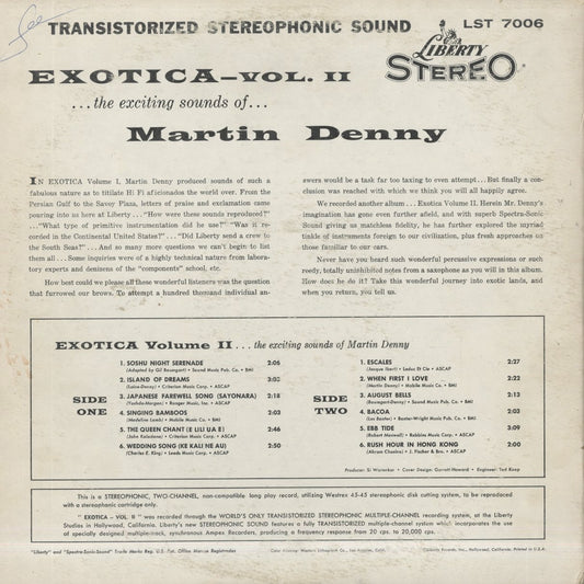 Martin Denny / マーチン・デニー / Exotica Vol. II - STEREO Rainbow Label (LST7006)