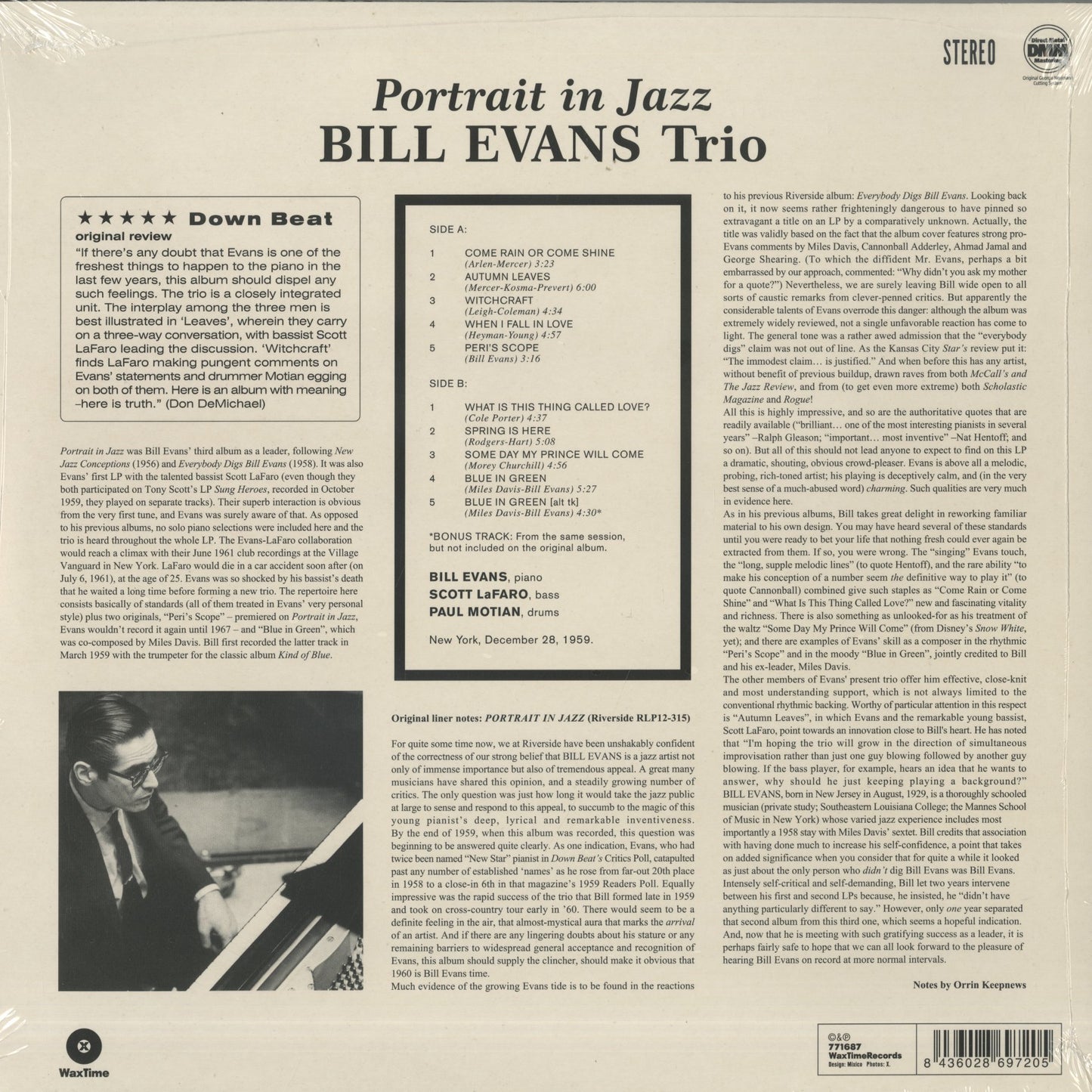 Bill Evans / ビル・エヴァンス / Portrait In Jazz (180g)