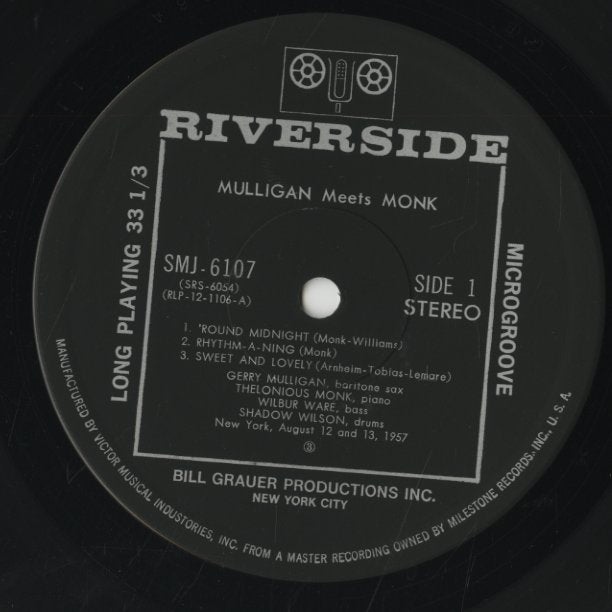 Thelonious Monk And Gerry Mulligan / セロニアス・モンク ジェリー・マリガン / Mulligan Meets Monk (SMJ-6107)
