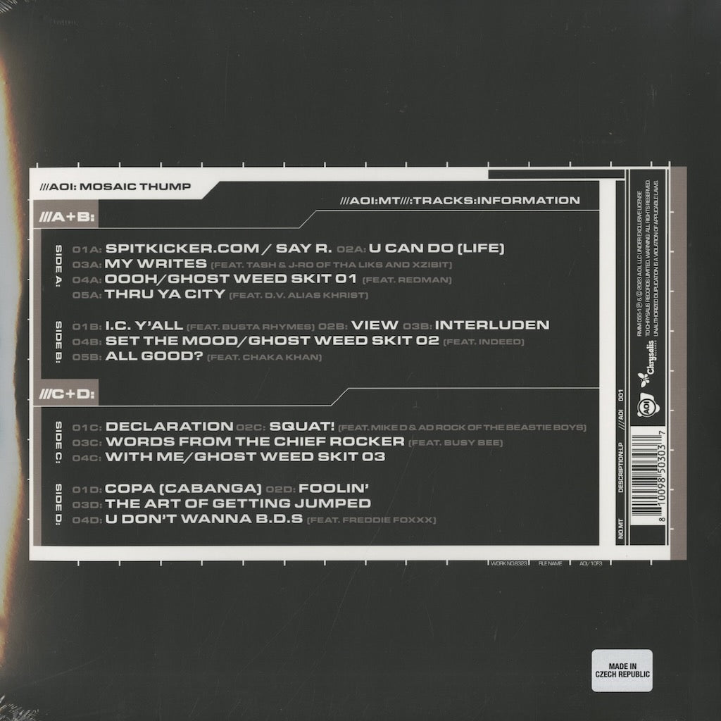 De La Soul / デ・ラ・ソウル / Art Official Intelligence: Mosaic Thump -2LP (RMM-055-1)